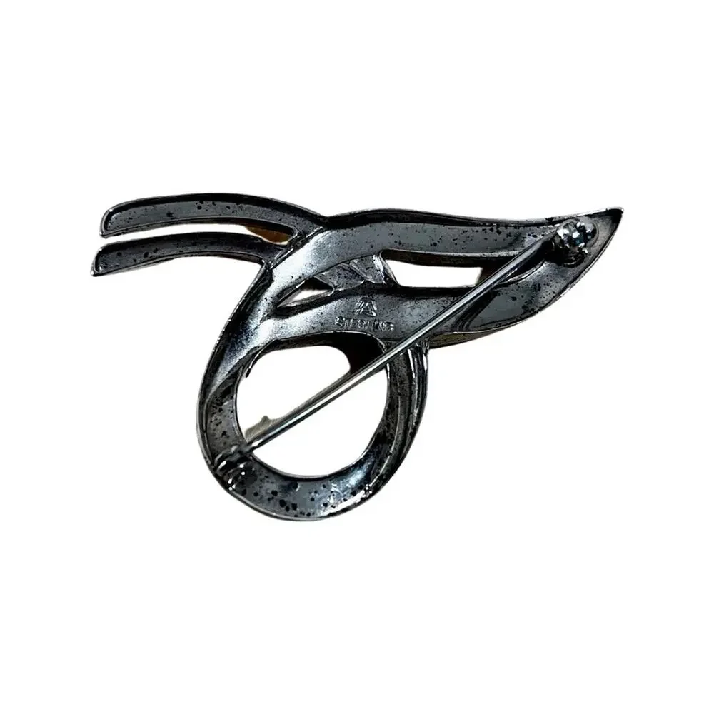 Sterling Silver Abstract Brooch, Vintage 1960s Pin, Silver Pin
